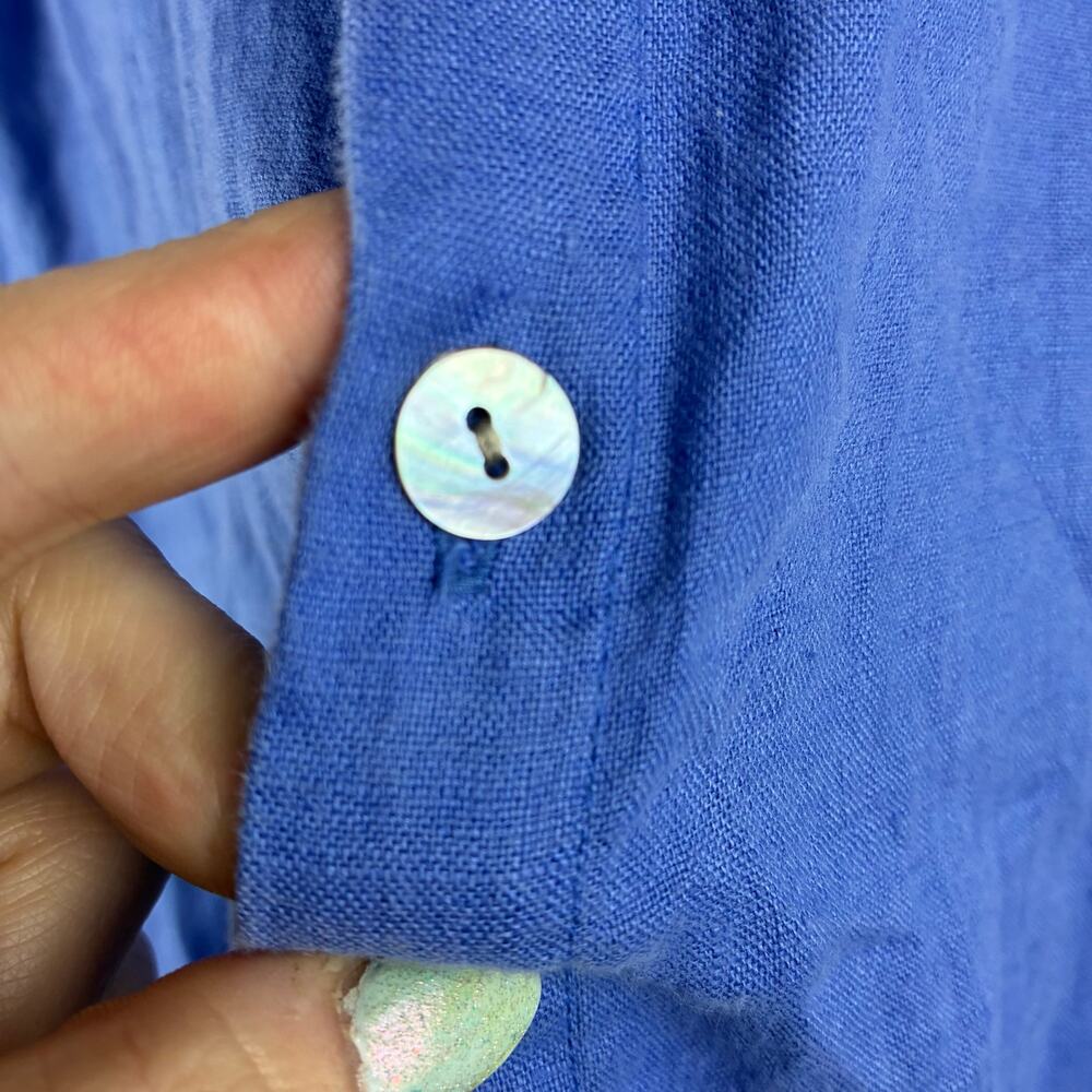 Vtg Chicos 100% Linen Sleeveless Button Up Blouse Women’s 2/Large Blue Lagenlook - Picture 4 of 8